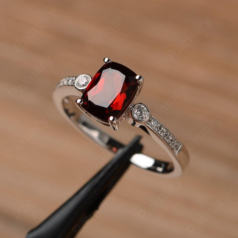 Cushion Cut Garnet Promise Rings - Palmary