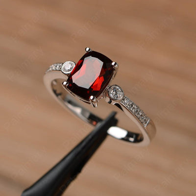 Cushion Cut Garnet Promise Rings - Palmary