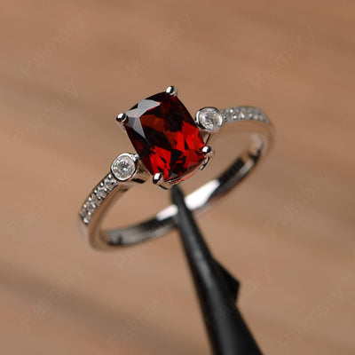 Cushion Cut Garnet Promise Rings - Palmary