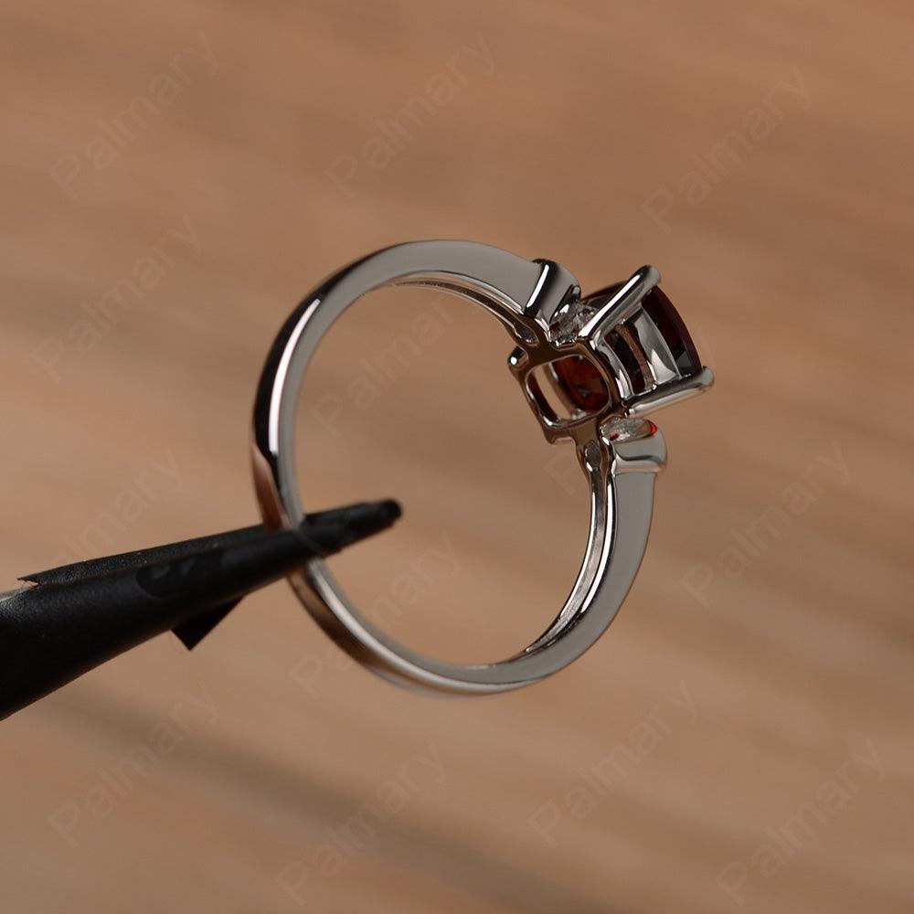 Cushion Cut Garnet Promise Rings - Palmary