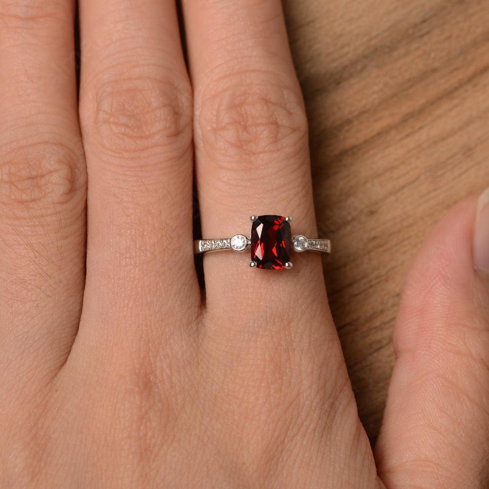 Cushion Cut Garnet Promise Rings - Palmary