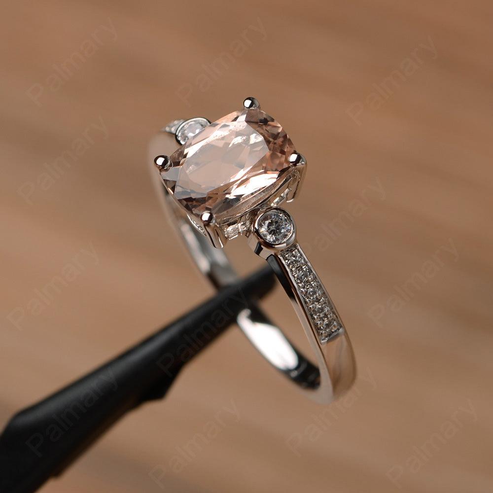 Cushion Cut Morganite Promise Rings - Palmary