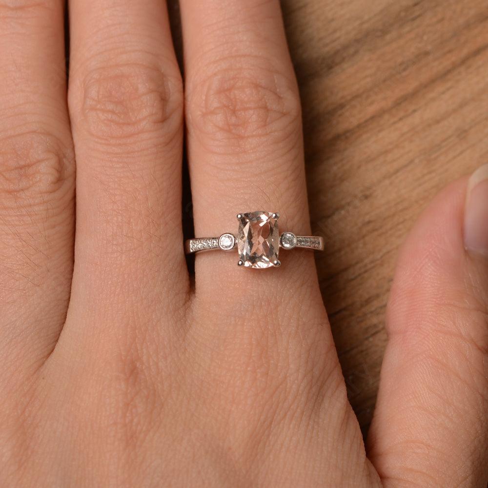 Cushion Cut Morganite Promise Rings - Palmary