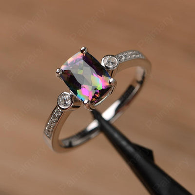 Cushion Cut Mystic Topaz Promise Rings - Palmary