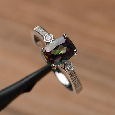 Cushion Cut Mystic Topaz Promise Rings - Palmary