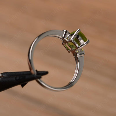 Cushion Cut Peridot Promise Rings - Palmary