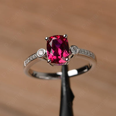 Cushion Cut Ruby Promise Rings - Palmary