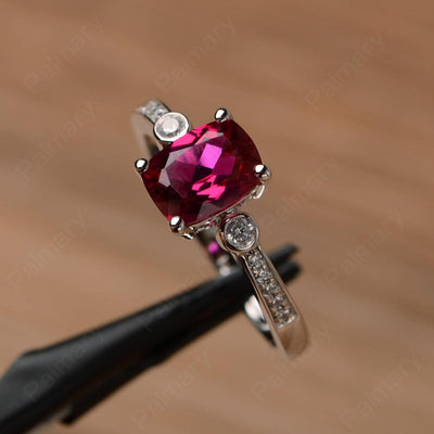 Cushion Cut Ruby Promise Rings - Palmary