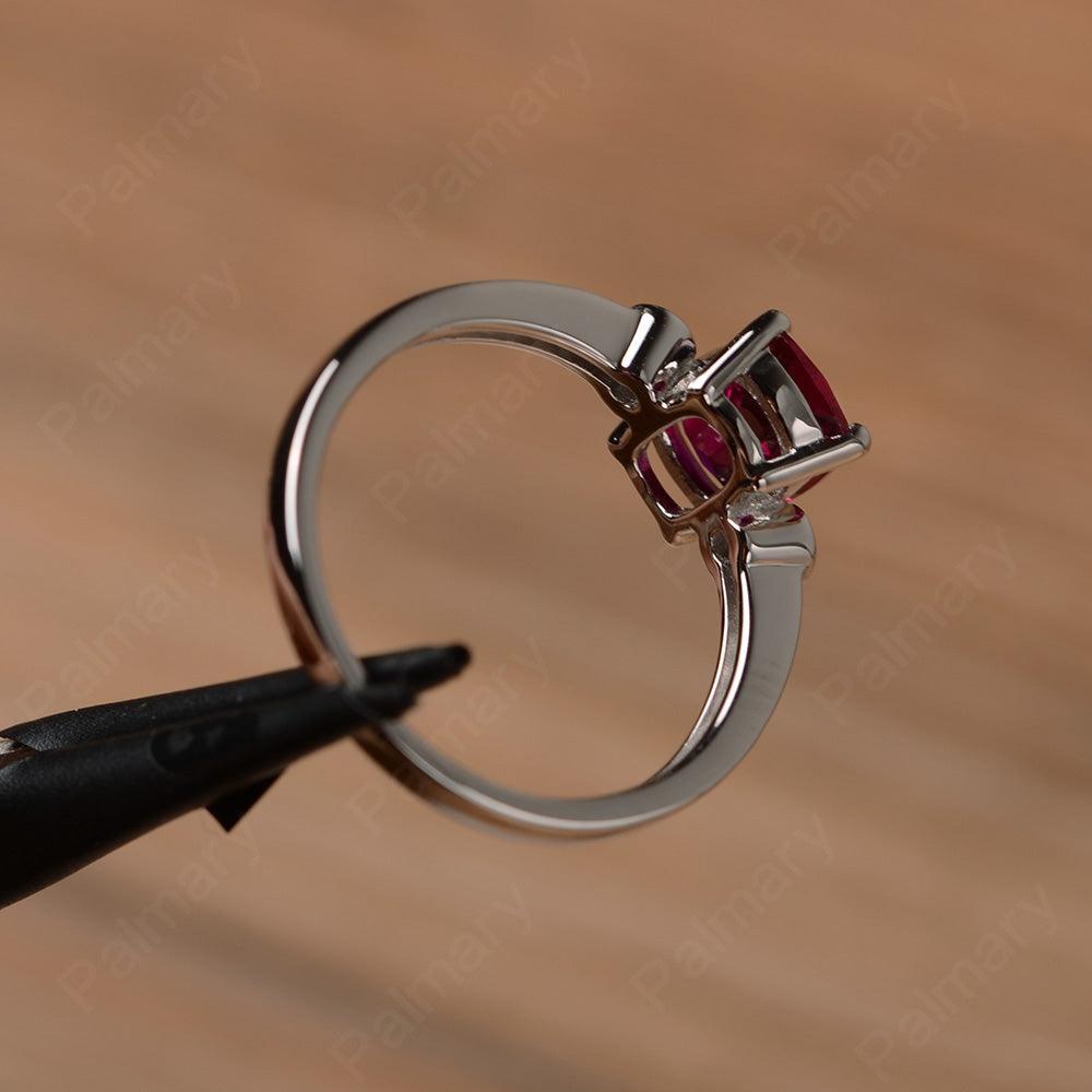 Cushion Cut Ruby Promise Rings - Palmary