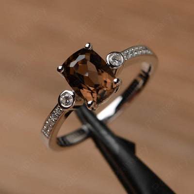 Cushion Cut Smoky Quartz  Promise Rings - Palmary