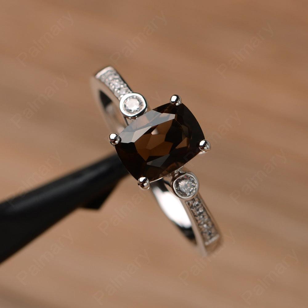 Cushion Cut Smoky Quartz  Promise Rings - Palmary