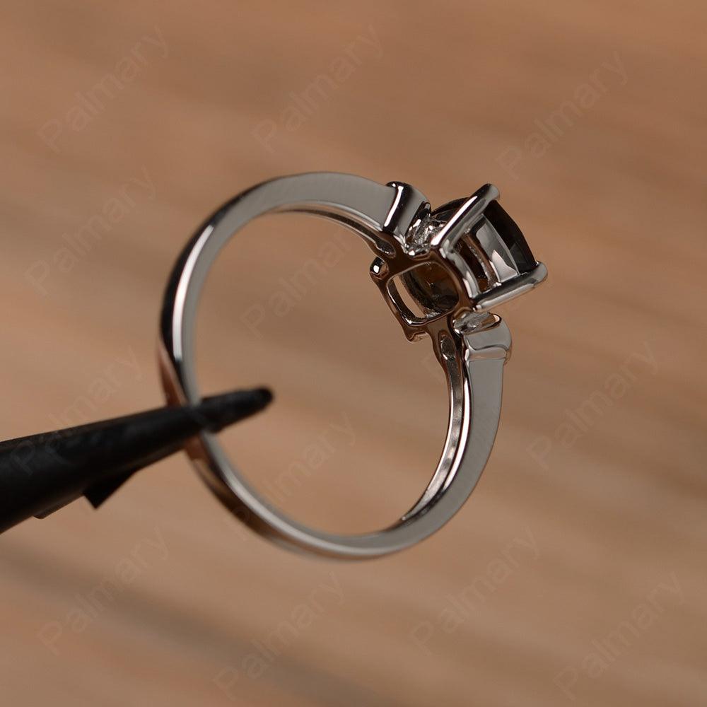 Cushion Cut Smoky Quartz  Promise Rings - Palmary