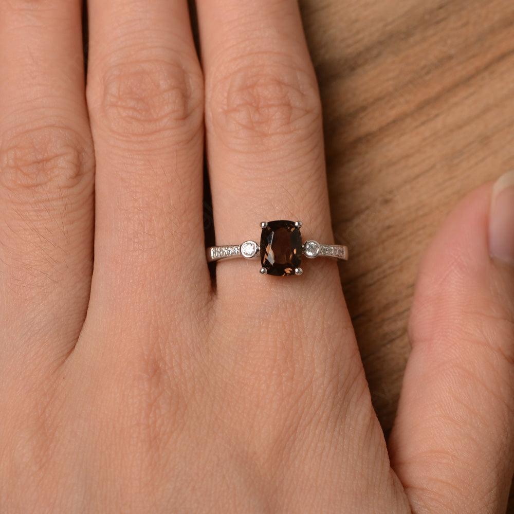 Cushion Cut Smoky Quartz  Promise Rings - Palmary