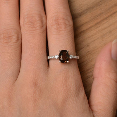 Cushion Cut Smoky Quartz  Promise Rings - Palmary