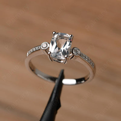 Cushion Cut White Topaz Promise Rings - Palmary