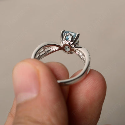 Cushion Cut Art Deco Aquamarine Wedding Ring - Palmary