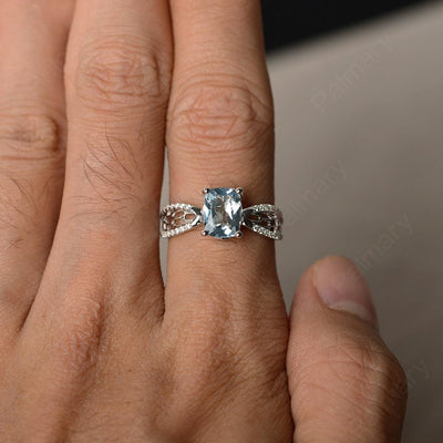 Cushion Cut Art Deco Aquamarine Wedding Ring - Palmary