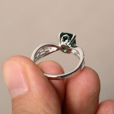 Cushion Cut Art Deco Emerald Wedding Ring - Palmary