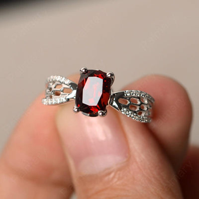 Cushion Cut Art Deco Garnet Wedding Ring - Palmary