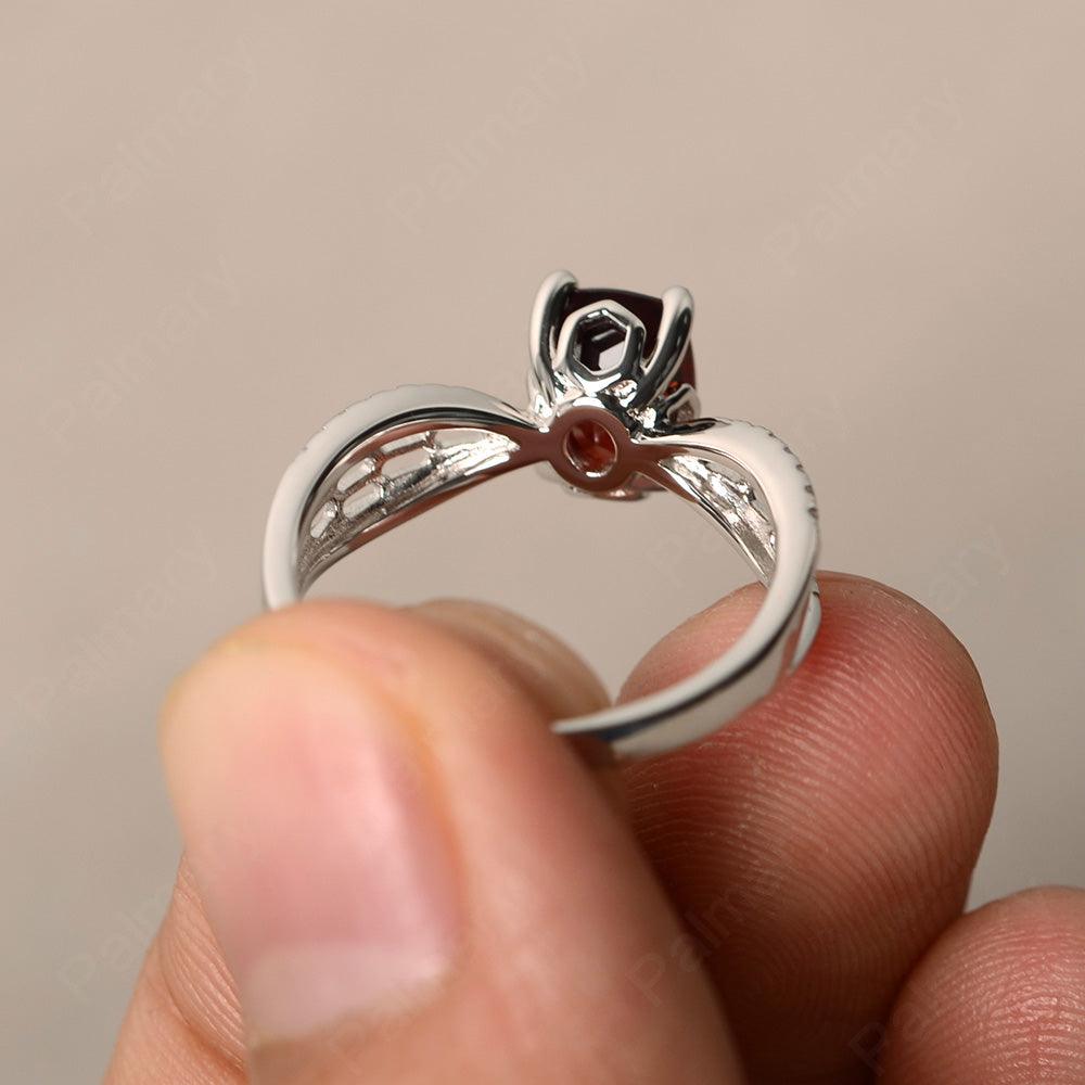 Cushion Cut Art Deco Garnet Wedding Ring - Palmary