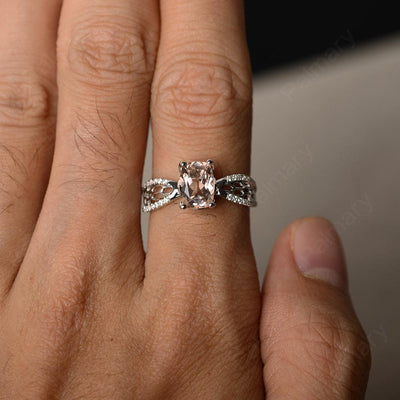 Cushion Cut Art Deco Morganite Wedding Ring - Palmary