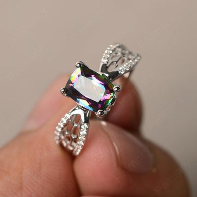 Cushion Cut Art Deco Mystic Topaz Wedding Ring - Palmary