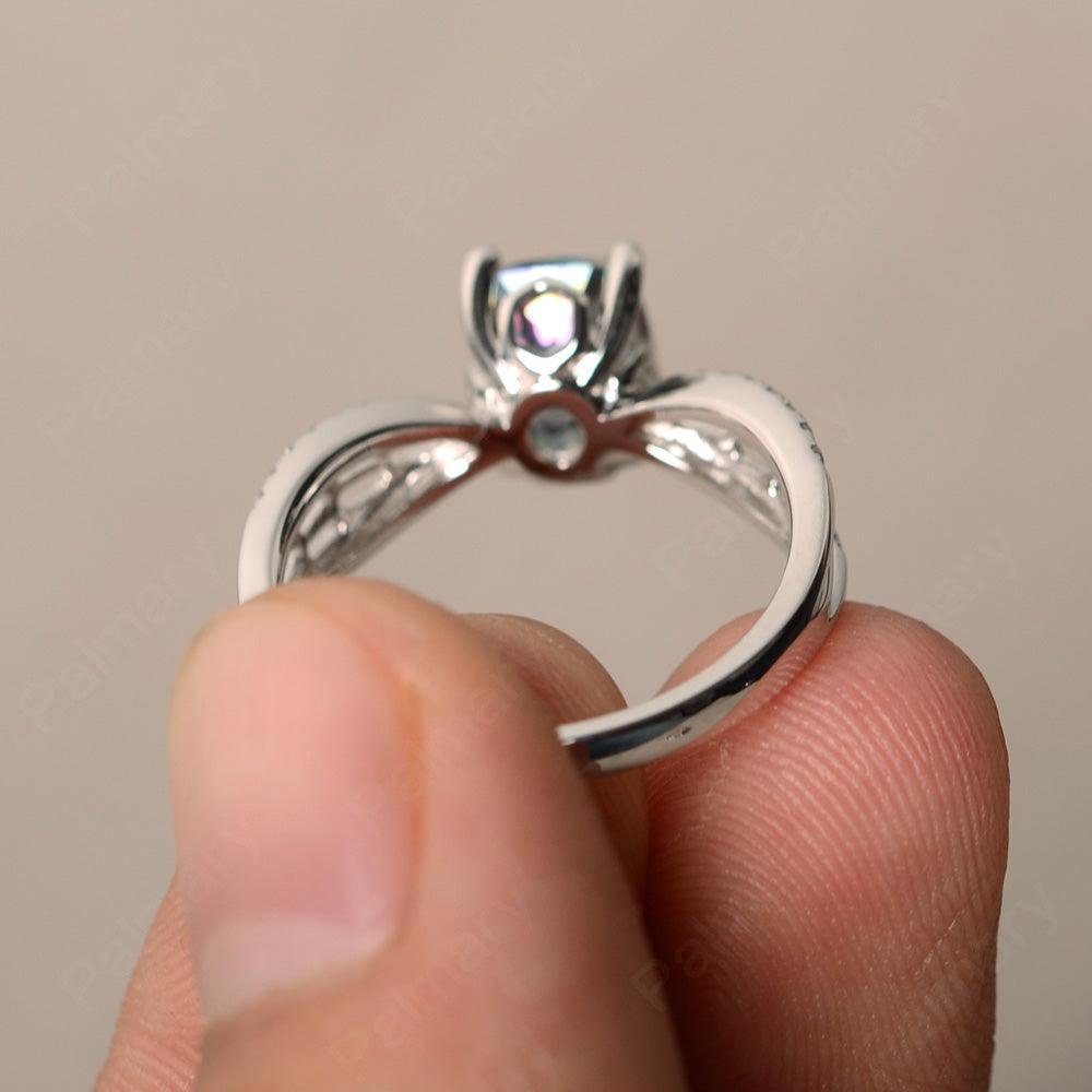Cushion Cut Art Deco Mystic Topaz Wedding Ring - Palmary