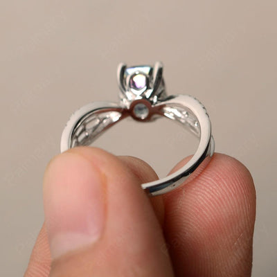 Cushion Cut Art Deco Mystic Topaz Wedding Ring - Palmary