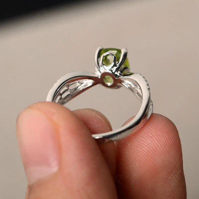 Cushion Cut Art Deco Peridot Wedding Ring - Palmary