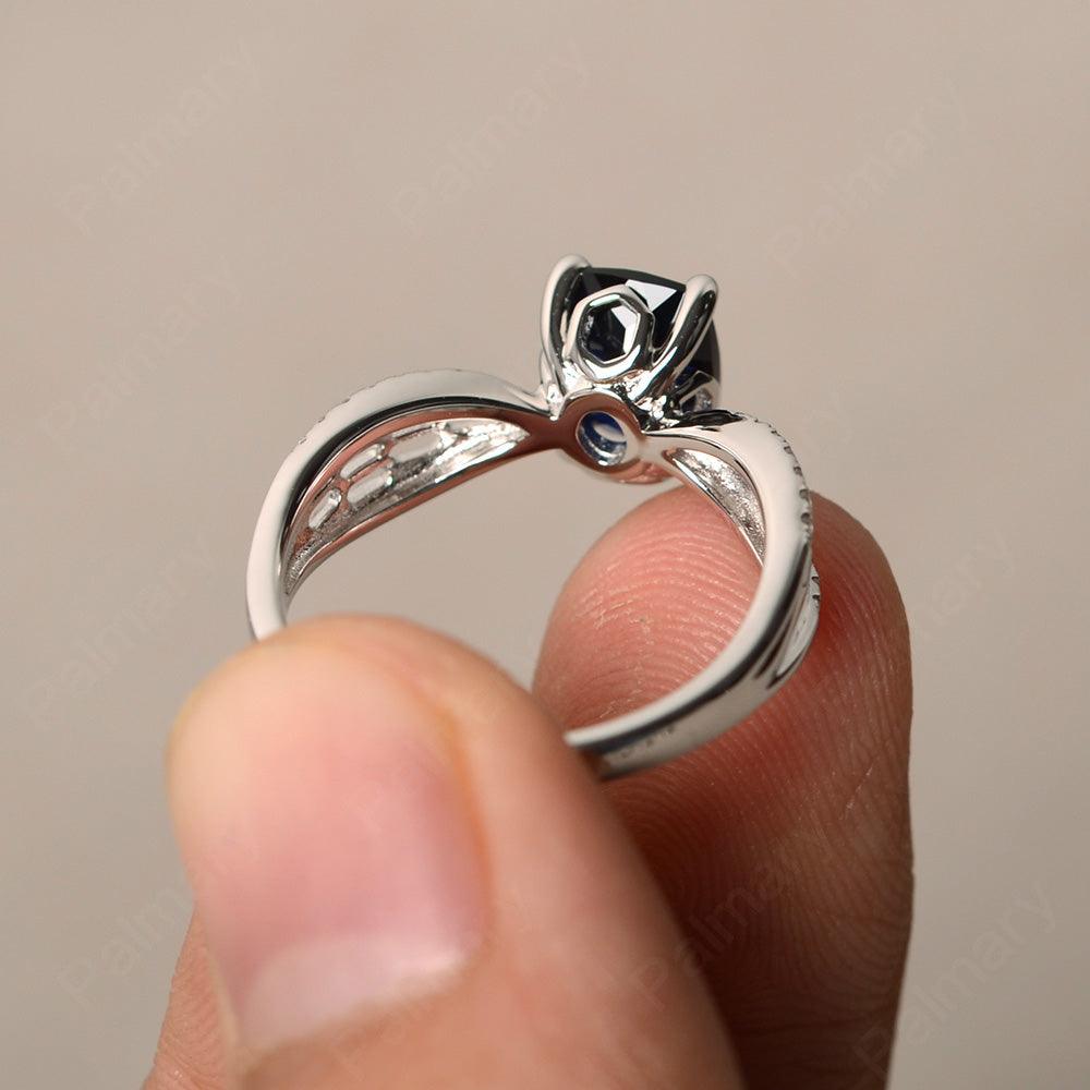 Cushion Cut Art Deco Sapphire Wedding Ring - Palmary