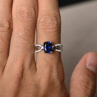 Cushion Cut Art Deco Sapphire Wedding Ring - Palmary
