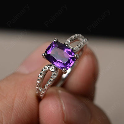 Cushion Cut Amethyst Solitaire Ring - Palmary