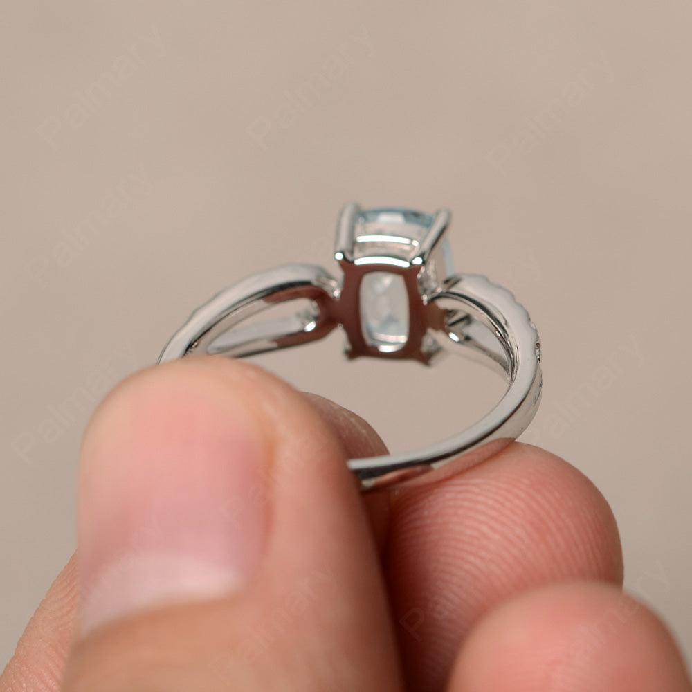 Cushion Cut Aquamarine Solitaire Ring - Palmary