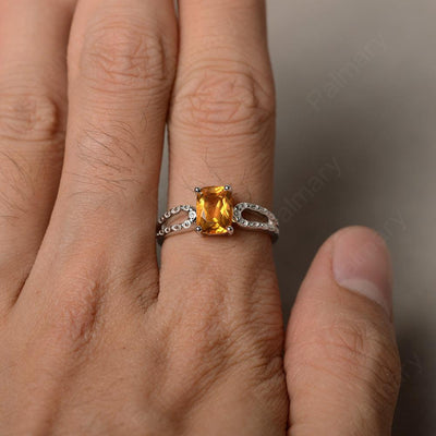 Cushion Cut Citrine Solitaire Ring - Palmary