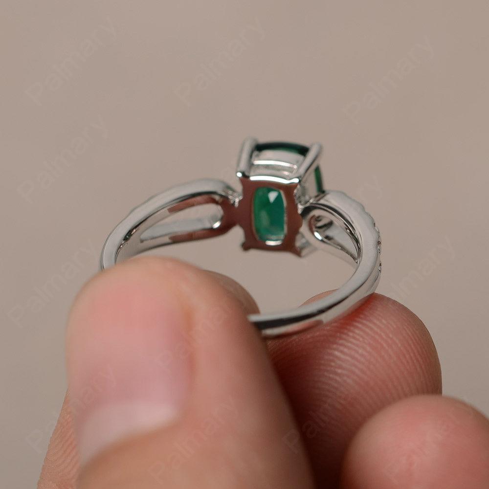 Cushion Cut Emerald Solitaire Ring - Palmary