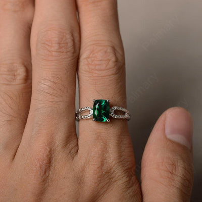 Cushion Cut Emerald Solitaire Ring - Palmary
