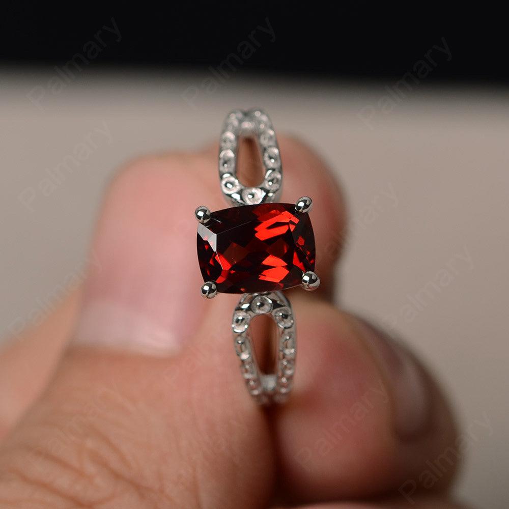 Cushion Cut Garnet Solitaire Ring - Palmary