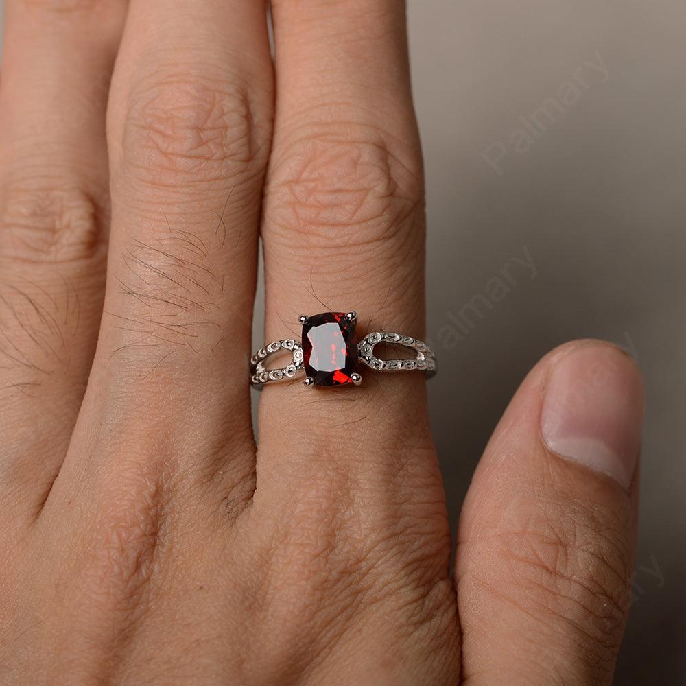 Cushion Cut Garnet Solitaire Ring - Palmary