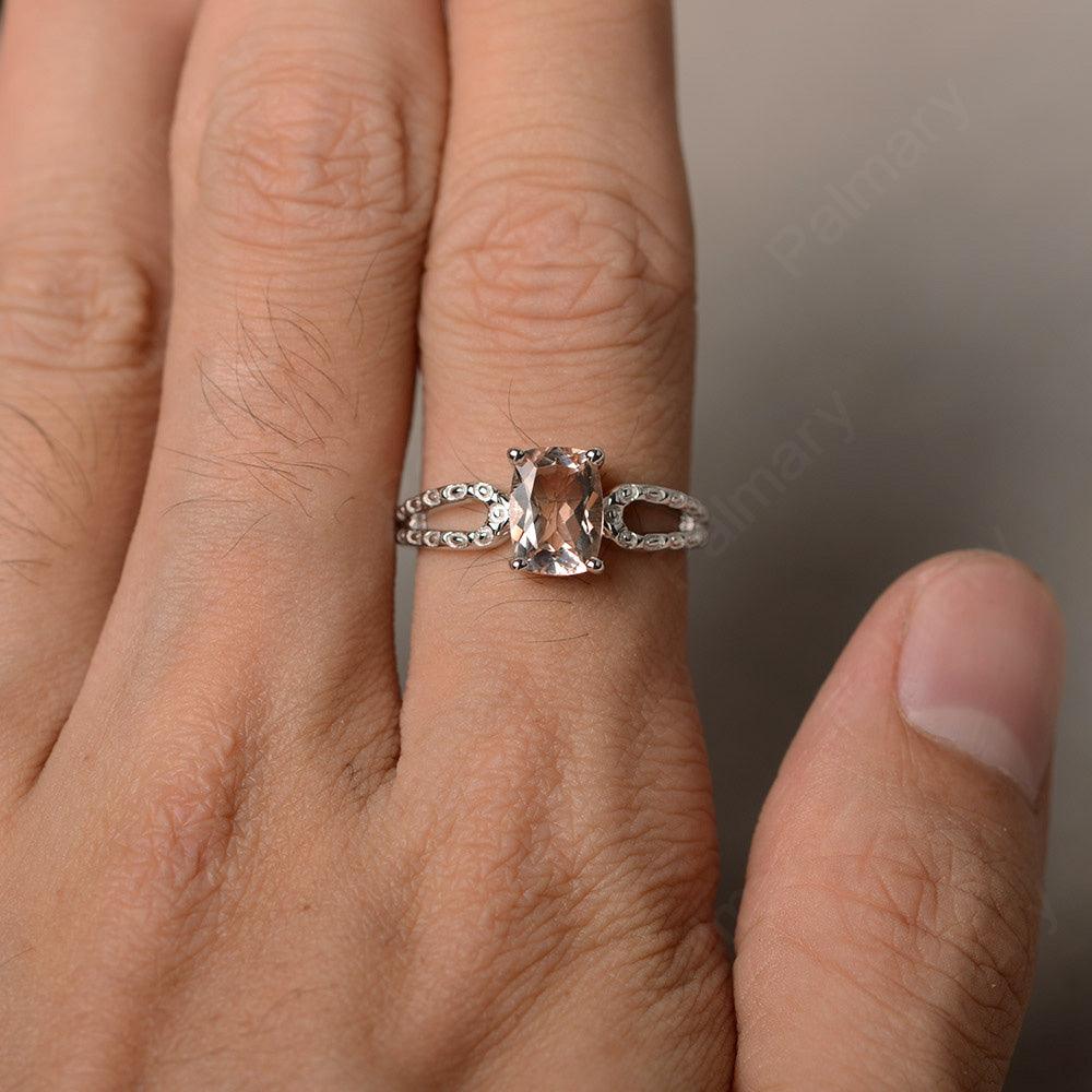 Cushion Cut Morganite Solitaire Ring - Palmary