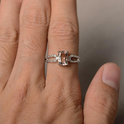 Cushion Cut Morganite Solitaire Ring - Palmary