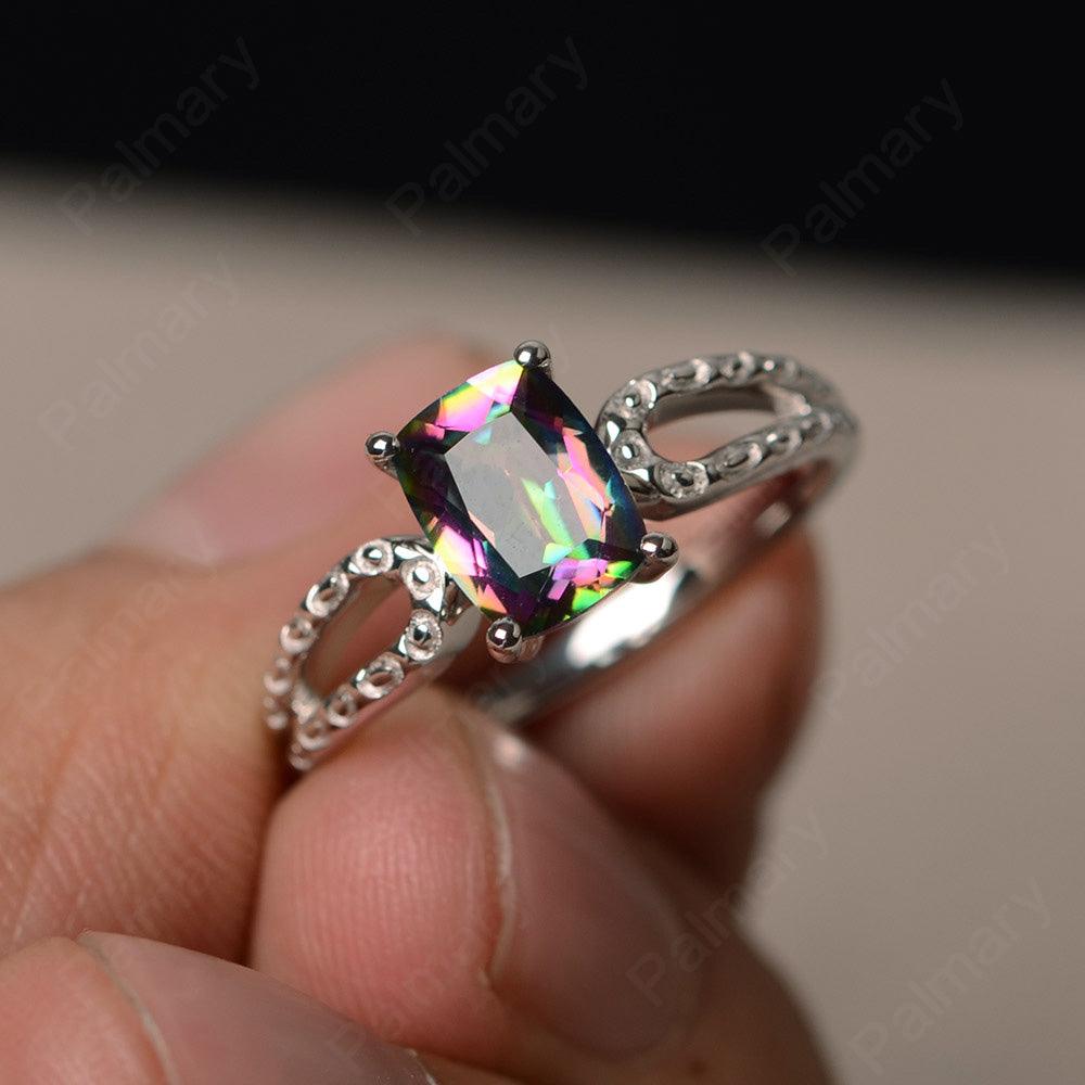 Cushion Cut Mystic Topaz Solitaire Ring - Palmary