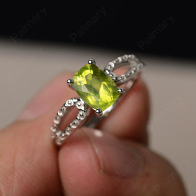 Cushion Cut Peridot Solitaire Ring - Palmary