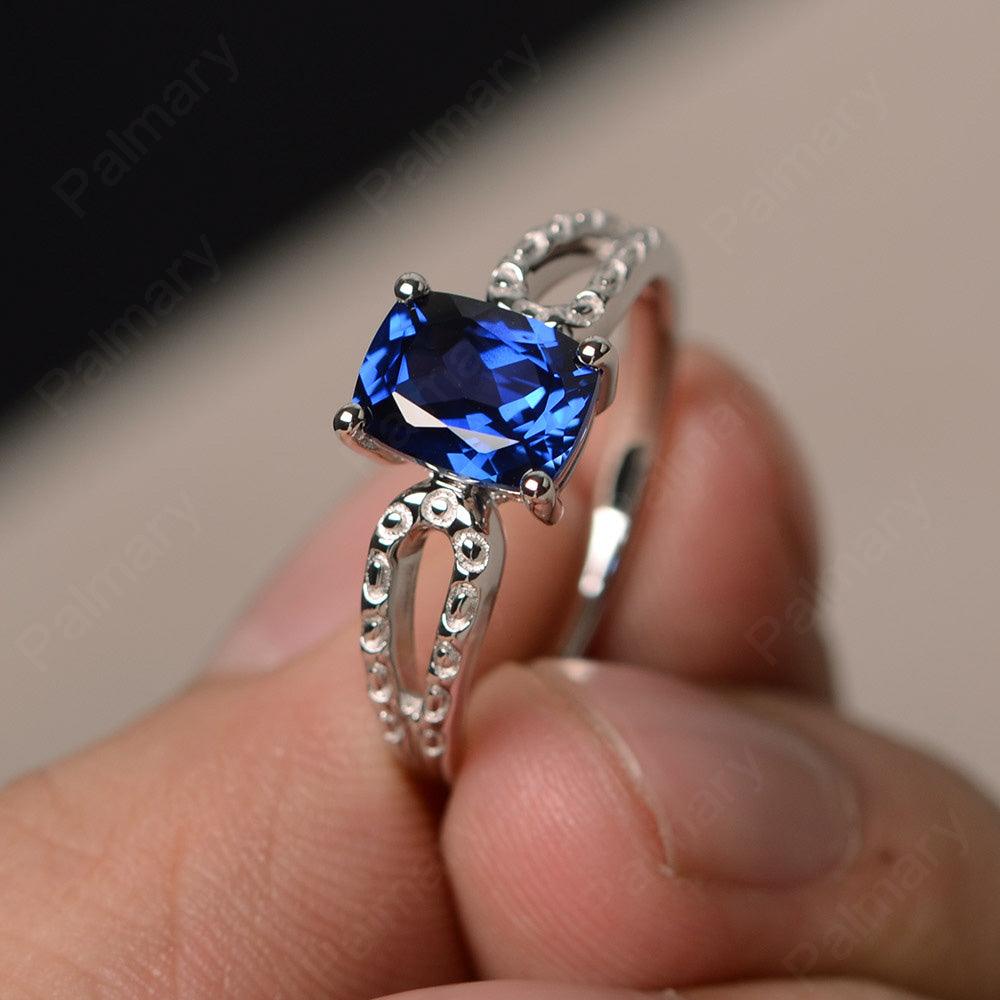 Cushion Cut Sapphire Solitaire Ring - Palmary