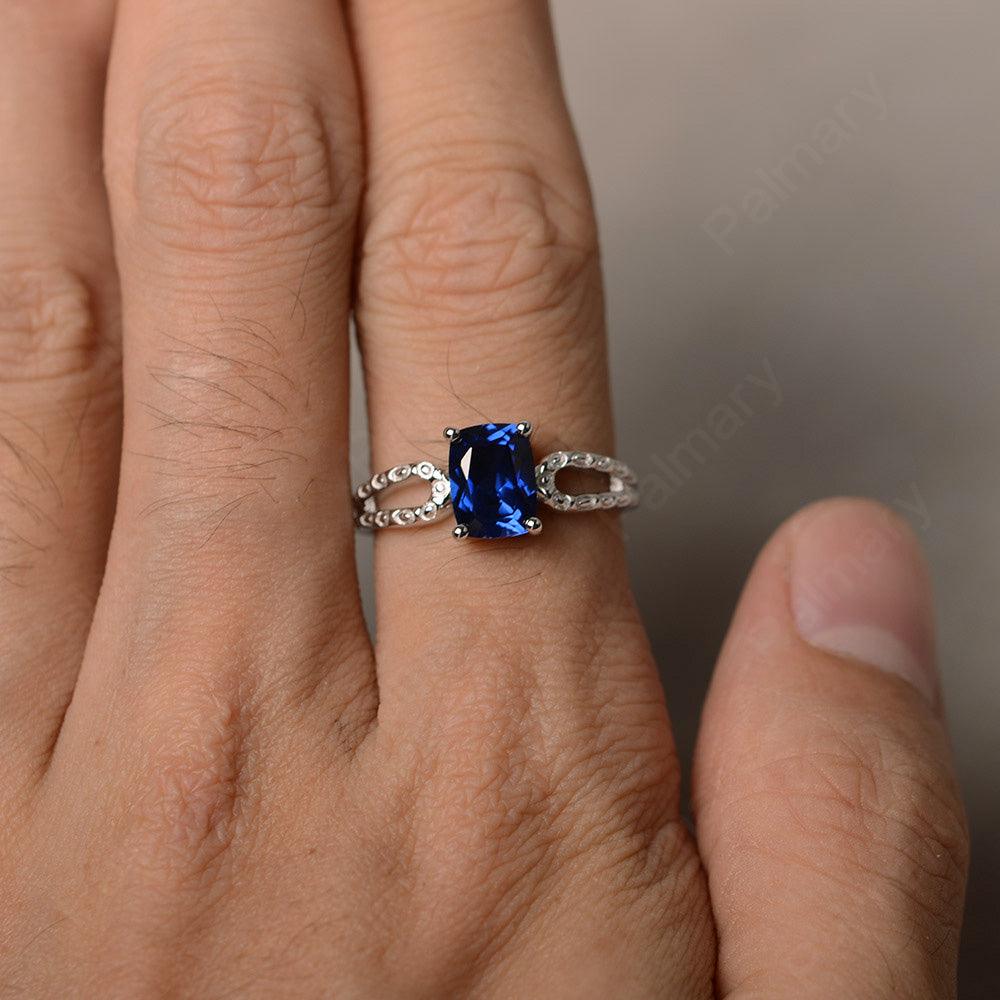 Cushion Cut Sapphire Solitaire Ring - Palmary