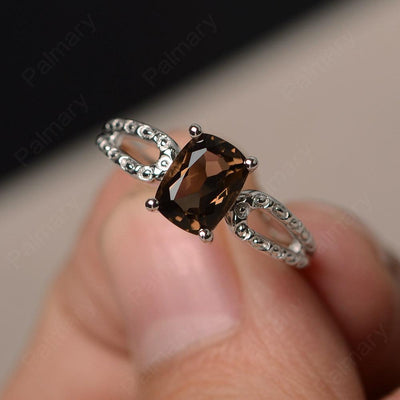 Cushion Cut Smoky Quartz  Solitaire Ring - Palmary