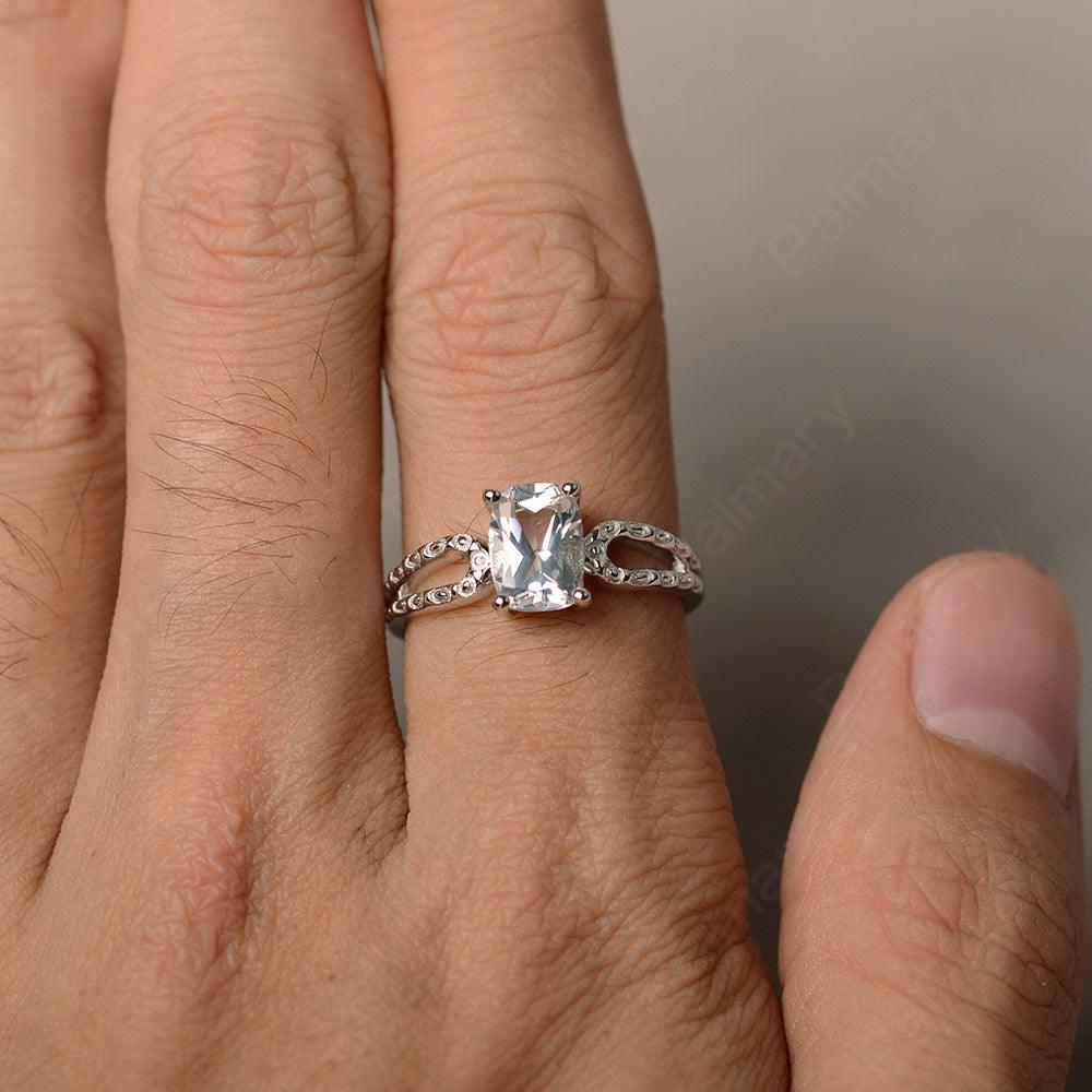 Cushion Cut White Topaz Solitaire Ring - Palmary