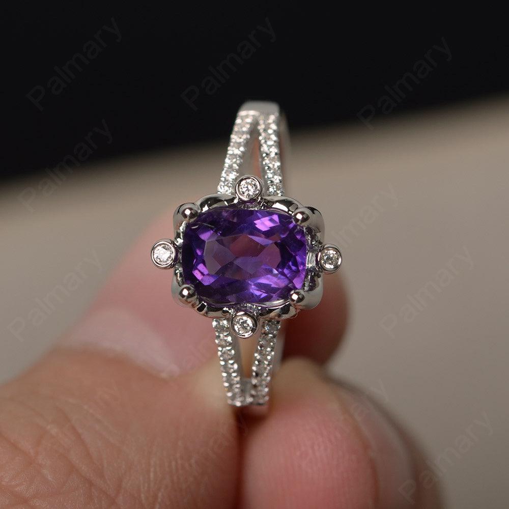 Cushion Amethyst Non-traditional Engagement Rings - Palmary