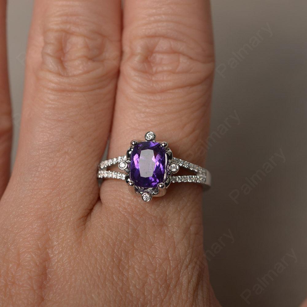 Cushion Amethyst Non-traditional Engagement Rings - Palmary