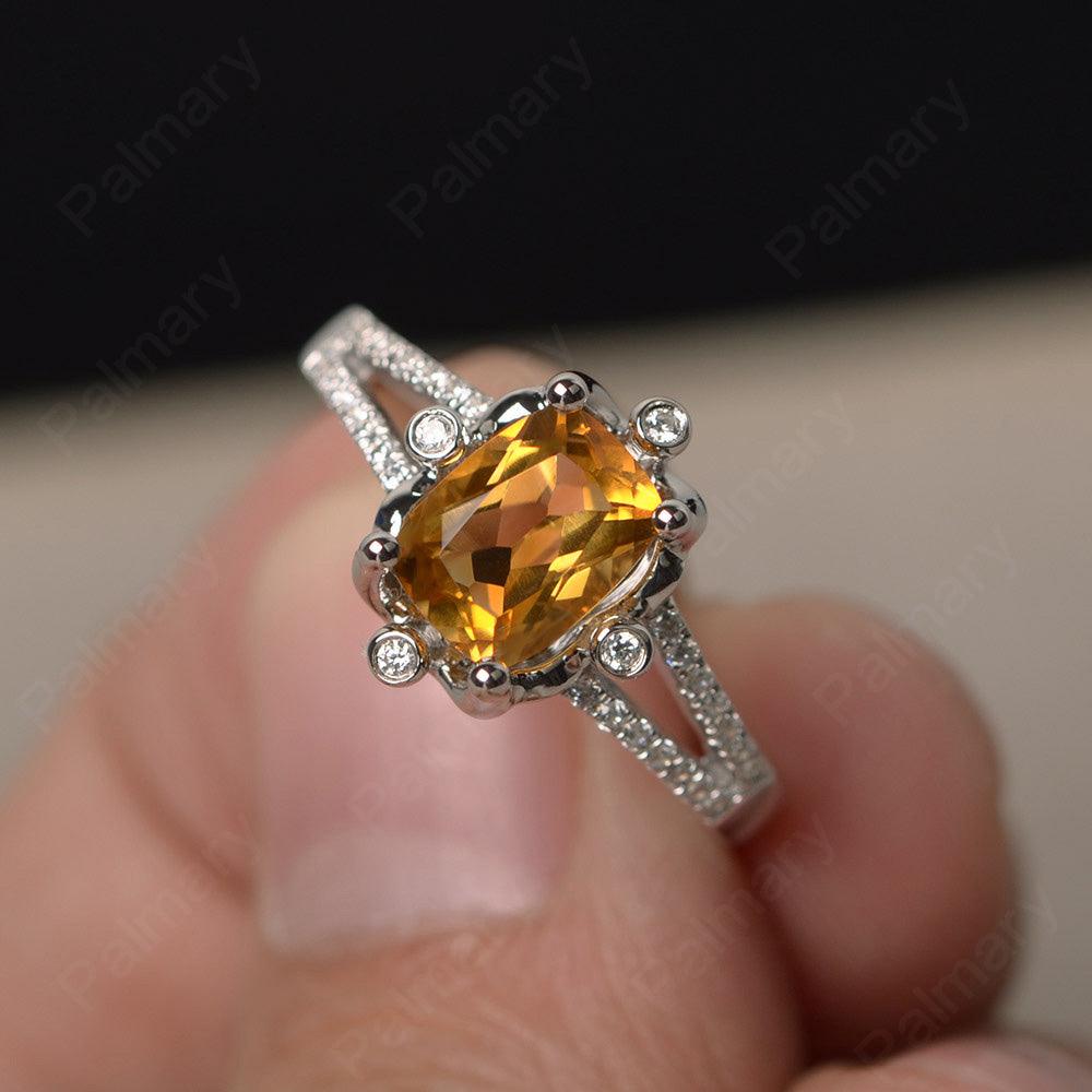 Cushion Citrine Non-traditional Engagement Rings - Palmary