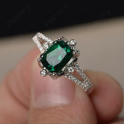 Cushion Emerald Non-traditional Engagement Rings - Palmary